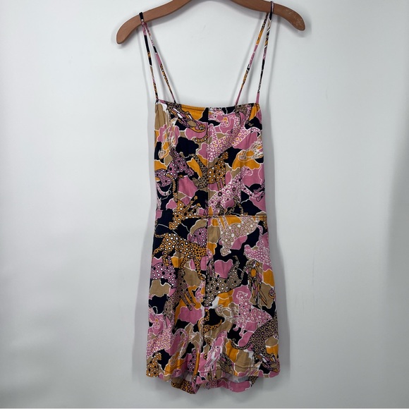 Maeve Anthropologie NEW Cheetah Parrot Print Tie Back Mini Romper - Picture 3 of 7